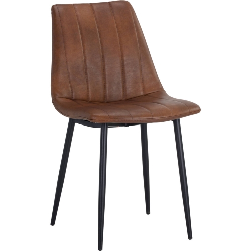 Drew Dining Chair in Vertical Tufted Cognac Leatherette (Set of 2)